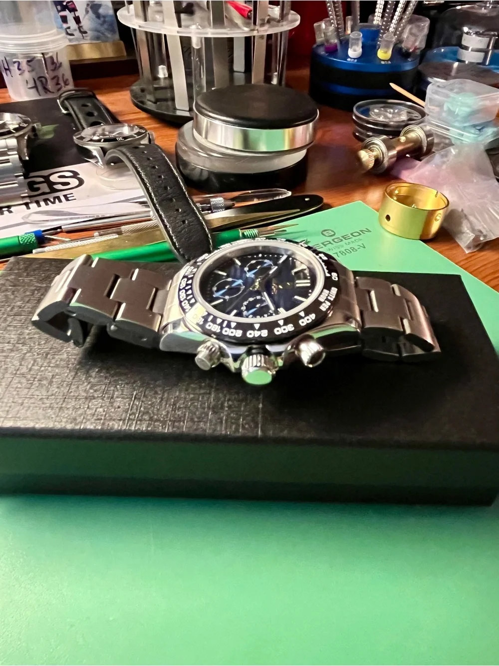 MIL-SPEC :  Blue Dial Stainless Chronograph Watch